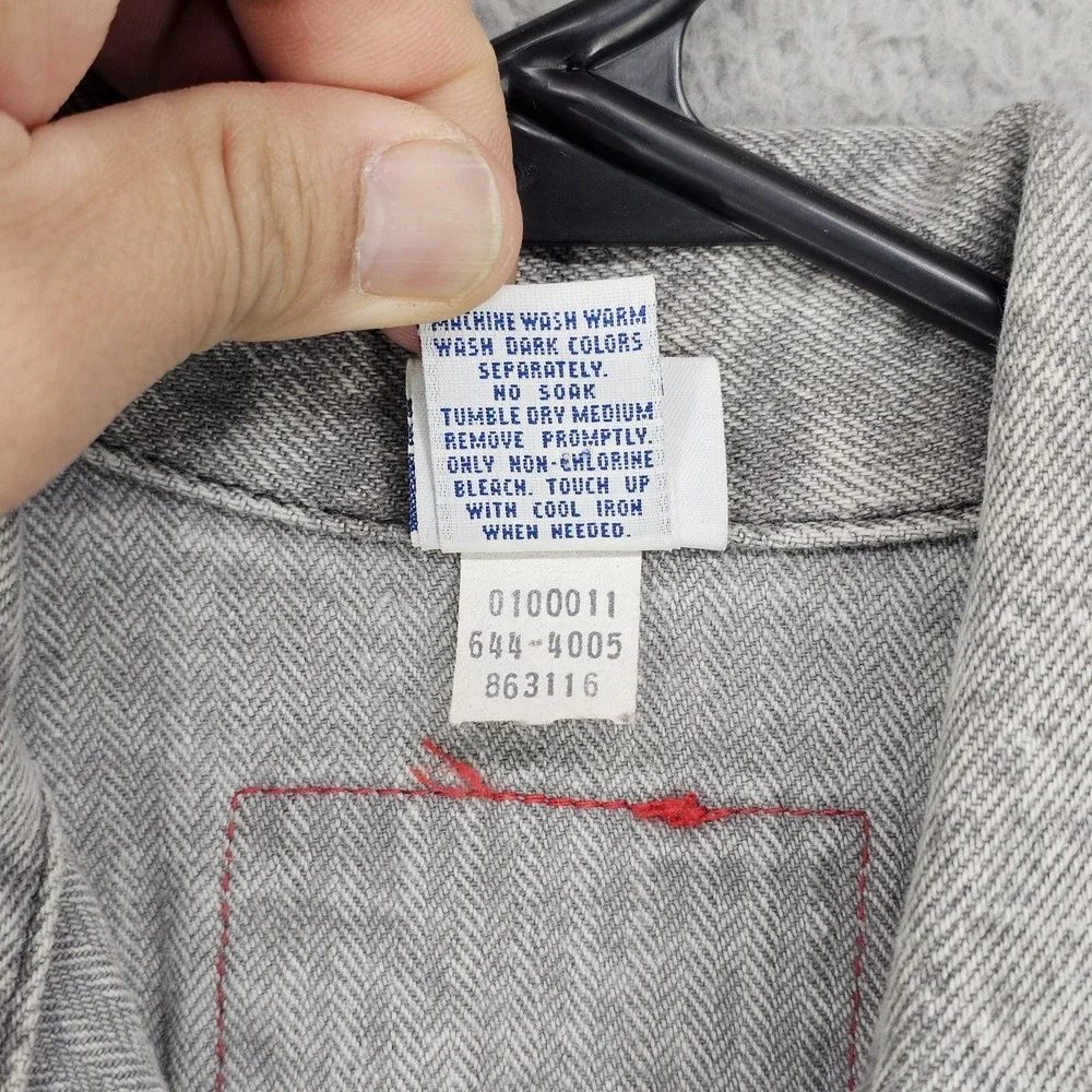 Vintage OshKosh B'gosh Jacket Kids 10 Gray Herringbone Denim Workwear 90s USA